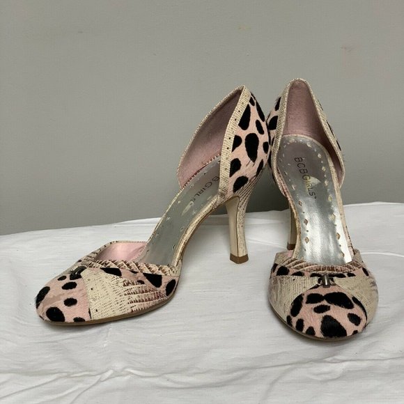 BCBG Girls Pink Leopard Pony Hair Heel Sz6 - Picture 2 of 7